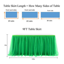 Load image into Gallery viewer, 6/9FT Green Tutu Tulle Table skirt Baby Shower Table Skirt Party Wedding Birthday Home Banquet Decoration