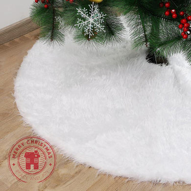 90cm 122cm White Christmas Tree Skirt Plush Faux Fur Carpet Xmas Floor Mat Ornaments Wedding Birthday New Year Christmas Decor