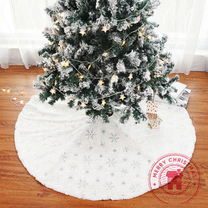 90cm 122cm White Christmas Tree Skirt Plush Faux Fur Carpet Xmas Floor Mat Ornaments Wedding Birthday New Year Christmas Decor