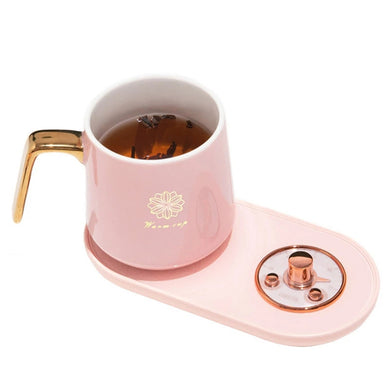 DADAWINDY Cup Heater USB Mug Heater Retro Electric Beverage Coffee Cup Warmer For Milk Tea Water 5 Temperatures With Timer