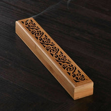 Load image into Gallery viewer, Bamboo Wooden Incense Stick Holder Burning Joss Insence Box Burner Ash Catcher