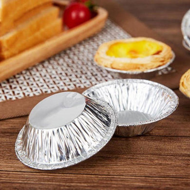 100pcs Aluminum Foil Egg Tart Pan Molds Mini Pot Pie Bake Plate Disposable Baking Cups Round Tart Base Cupcake Case Tin Tray Set