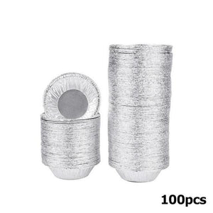 100pcs Aluminum Foil Egg Tart Pan Molds Mini Pot Pie Bake Plate Disposable Baking Cups Round Tart Base Cupcake Case Tin Tray Set