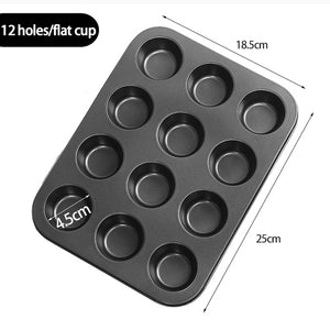 6/12 Holes Non-stick Round Cupcake Pan Muffin Tray Cupcake Mold Muffin Pan Carbon Steel Baking Pan Pudding Bakeware Biscuit Pan