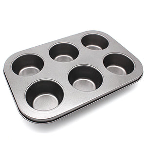 6/12 Holes Non-stick Round Cupcake Pan Muffin Tray Cupcake Mold Muffin Pan Carbon Steel Baking Pan Pudding Bakeware Biscuit Pan