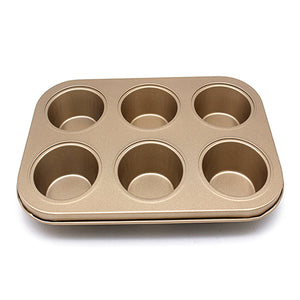 6/12 Holes Non-stick Round Cupcake Pan Muffin Tray Cupcake Mold Muffin Pan Carbon Steel Baking Pan Pudding Bakeware Biscuit Pan
