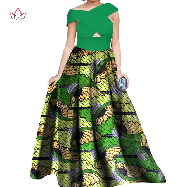 BRW Dahiki African Print Ankara Sleeveless Maxi Culture Dress Head and Scarf
