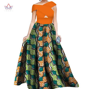 BRW Dahiki African Print Ankara Sleeveless Maxi Culture Dress Head and Scarf