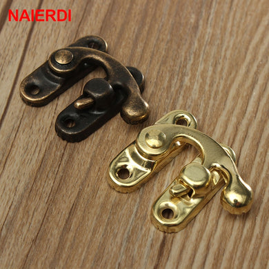 10PCS NAIERDI Small Antique Metal Lock Decorative Hasps Hook Gift Wooden Jewelry Box Padlock With Screws For Furniture Hardware