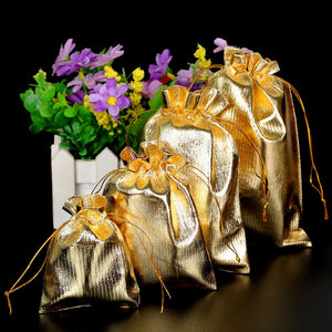 10pcs/lot Adjustable Jewelry Packing silver/gold Drawstring Velvet bag Drawable Organza Pouch Christmas Wedding Gift Jewelry Bag