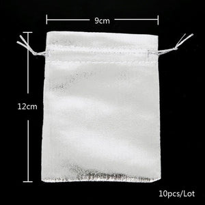 10pcs/lot Adjustable Jewelry Packing silver/gold Drawstring Velvet bag Drawable Organza Pouch Christmas Wedding Gift Jewelry Bag