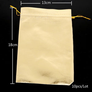 10pcs/lot Adjustable Jewelry Packing silver/gold Drawstring Velvet bag Drawable Organza Pouch Christmas Wedding Gift Jewelry Bag