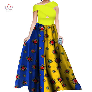 BRW Dahiki African Print Ankara Sleeveless Maxi Culture Dress Head and Scarf