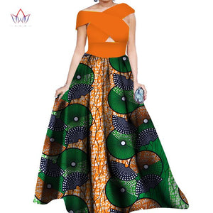 BRW Dahiki African Print Ankara Sleeveless Maxi Culture Dress Head and Scarf