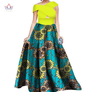 BRW Dahiki African Print Ankara Sleeveless Maxi Culture Dress Head and Scarf
