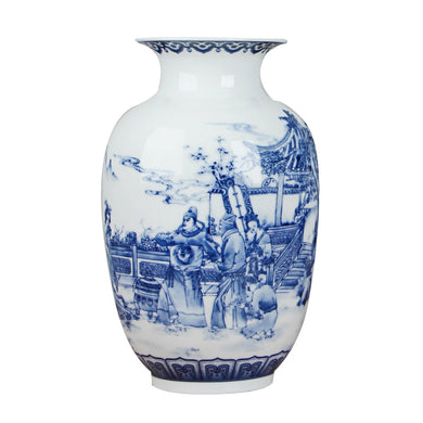 Classic Chinese Blue and White Ceramic Vase Antique Tabletop Porcelain Flower Vase for Decoration