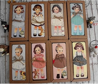 30PCS/lot New girl doll mate series Bookmark set / paper bookmarks/ book holder / message card with Kraft package