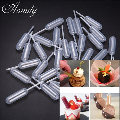 50pcs/Set Ice Cream Jelly Milkshake Droppers Pipette Disposable Straw Cupcake Mousse Macaron