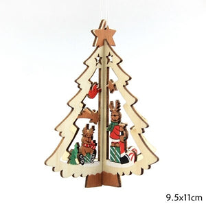 3Sets/Lot 3D Creative Christmas Wooden Pendants Ornaments For Home Christmas Party Xmas Tree Ornaments Kids Gifts Decorations
