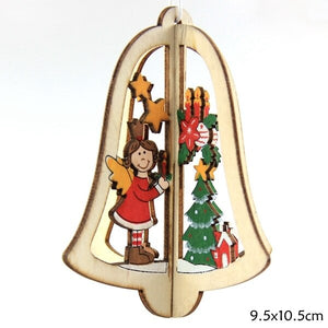 3Sets/Lot 3D Creative Christmas Wooden Pendants Ornaments For Home Christmas Party Xmas Tree Ornaments Kids Gifts Decorations