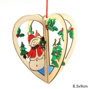 3Sets/Lot 3D Creative Christmas Wooden Pendants Ornaments For Home Christmas Party Xmas Tree Ornaments Kids Gifts Decorations