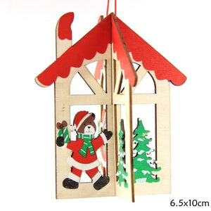 3Sets/Lot 3D Creative Christmas Wooden Pendants Ornaments For Home Christmas Party Xmas Tree Ornaments Kids Gifts Decorations