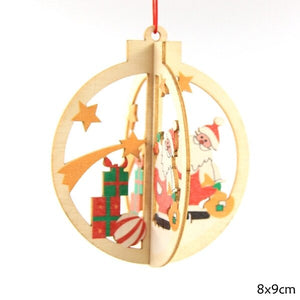 3Sets/Lot 3D Creative Christmas Wooden Pendants Ornaments For Home Christmas Party Xmas Tree Ornaments Kids Gifts Decorations