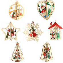 Load image into Gallery viewer, 3Sets/Lot 3D Creative Christmas Wooden Pendants Ornaments For Home Christmas Party Xmas Tree Ornaments Kids Gifts Decorations