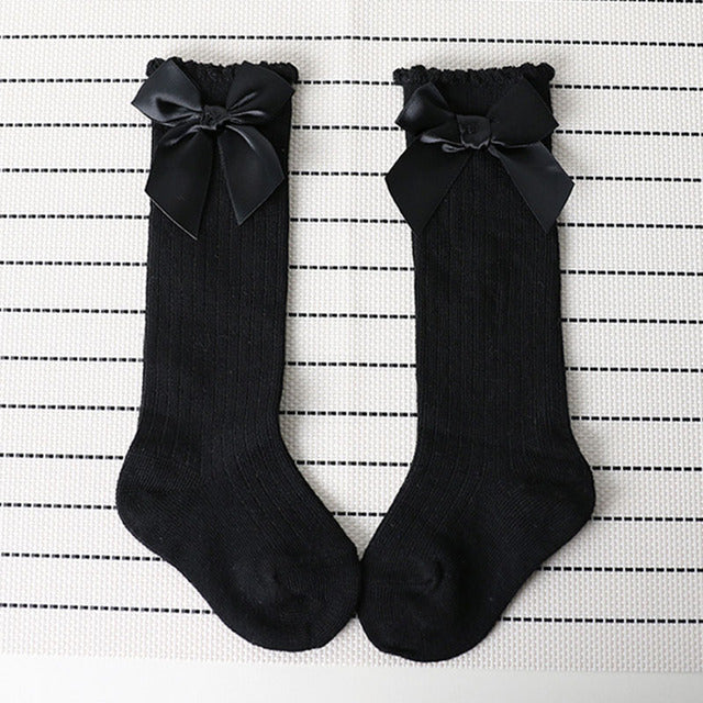 Baby Girls Socks Knee High Princess Socks With Bows Girl Cute Baby Sock Cotton Long Tube Bow Stripes Children Socks 2020