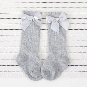 Baby Girls Socks Knee High Princess Socks With Bows Girl Cute Baby Sock Cotton Long Tube Bow Stripes Children Socks 2020