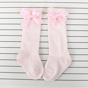 Baby Girls Socks Knee High Princess Socks With Bows Girl Cute Baby Sock Cotton Long Tube Bow Stripes Children Socks 2020