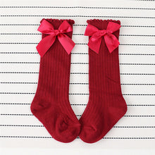Load image into Gallery viewer, Baby Girls Socks Knee High Princess Socks With Bows Girl Cute Baby Sock Cotton Long Tube Bow Stripes Children Socks 2020
