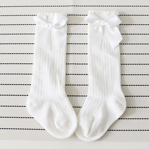 Baby Girls Socks Knee High Princess Socks With Bows Girl Cute Baby Sock Cotton Long Tube Bow Stripes Children Socks 2020