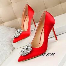 Load image into Gallery viewer, Crystal Wedding Bridal Shoes Women Sexy Pointed Toe High Heels 10cm Shoes