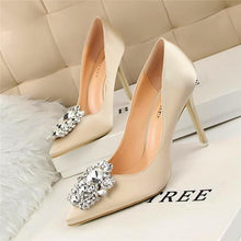 Load image into Gallery viewer, Crystal Wedding Bridal Shoes Women Sexy Pointed Toe High Heels 10cm Shoes