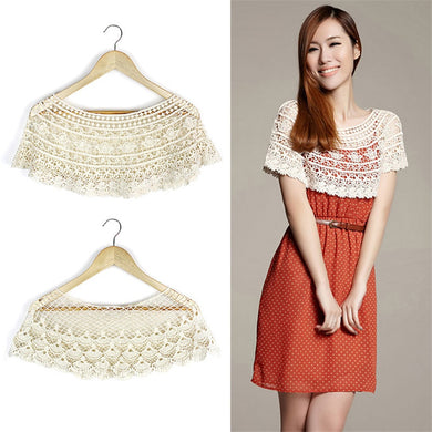 New Fashion Women White Cream Knitted Lace Bolero Outerwear Shawl Wraps