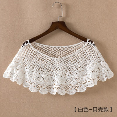 New Fashion Women White Cream Knitted Lace Bolero Outerwear Shawl Wraps