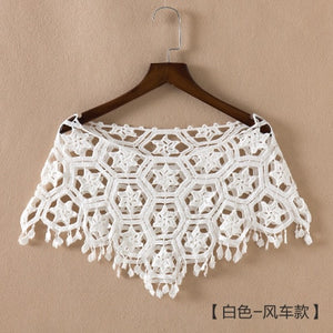 New Fashion Women White Cream Knitted Lace Bolero Outerwear Shawl Wraps