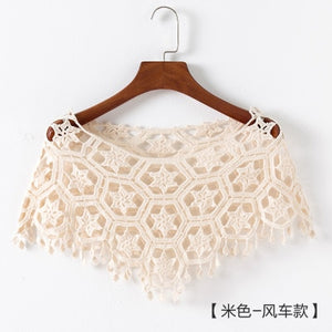 New Fashion Women White Cream Knitted Lace Bolero Outerwear Shawl Wraps
