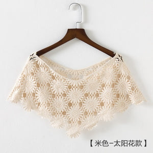 New Fashion Women White Cream Knitted Lace Bolero Outerwear Shawl Wraps