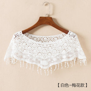 New Fashion Women White Cream Knitted Lace Bolero Outerwear Shawl Wraps