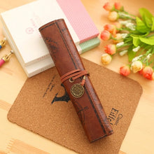 Load image into Gallery viewer, (FR) New Treasure Map Leather PU Retro Pencil bag Cosmetic Bag Roll Pen Bag For Student Gifts Stationery Brush Makeup Supplies