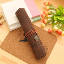 Load image into Gallery viewer, (FR) New Treasure Map Leather PU Retro Pencil bag Cosmetic Bag Roll Pen Bag For Student Gifts Stationery Brush Makeup Supplies