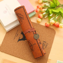 Load image into Gallery viewer, (FR) New Treasure Map Leather PU Retro Pencil bag Cosmetic Bag Roll Pen Bag For Student Gifts Stationery Brush Makeup Supplies
