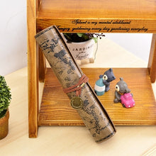 Load image into Gallery viewer, (FR) New Treasure Map Leather PU Retro Pencil bag Cosmetic Bag Roll Pen Bag For Student Gifts Stationery Brush Makeup Supplies