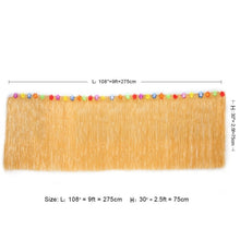Load image into Gallery viewer, 9ft 275CM Artificial Hibiscus Grass Table Skirt Hawaiian Tropical Luau Party Tableware Decoration Birthday Party Supplies Flower