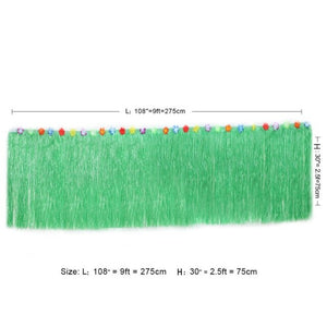 9ft 275CM Artificial Hibiscus Grass Table Skirt Hawaiian Tropical Luau Party Tableware Decoration Birthday Party Supplies Flower
